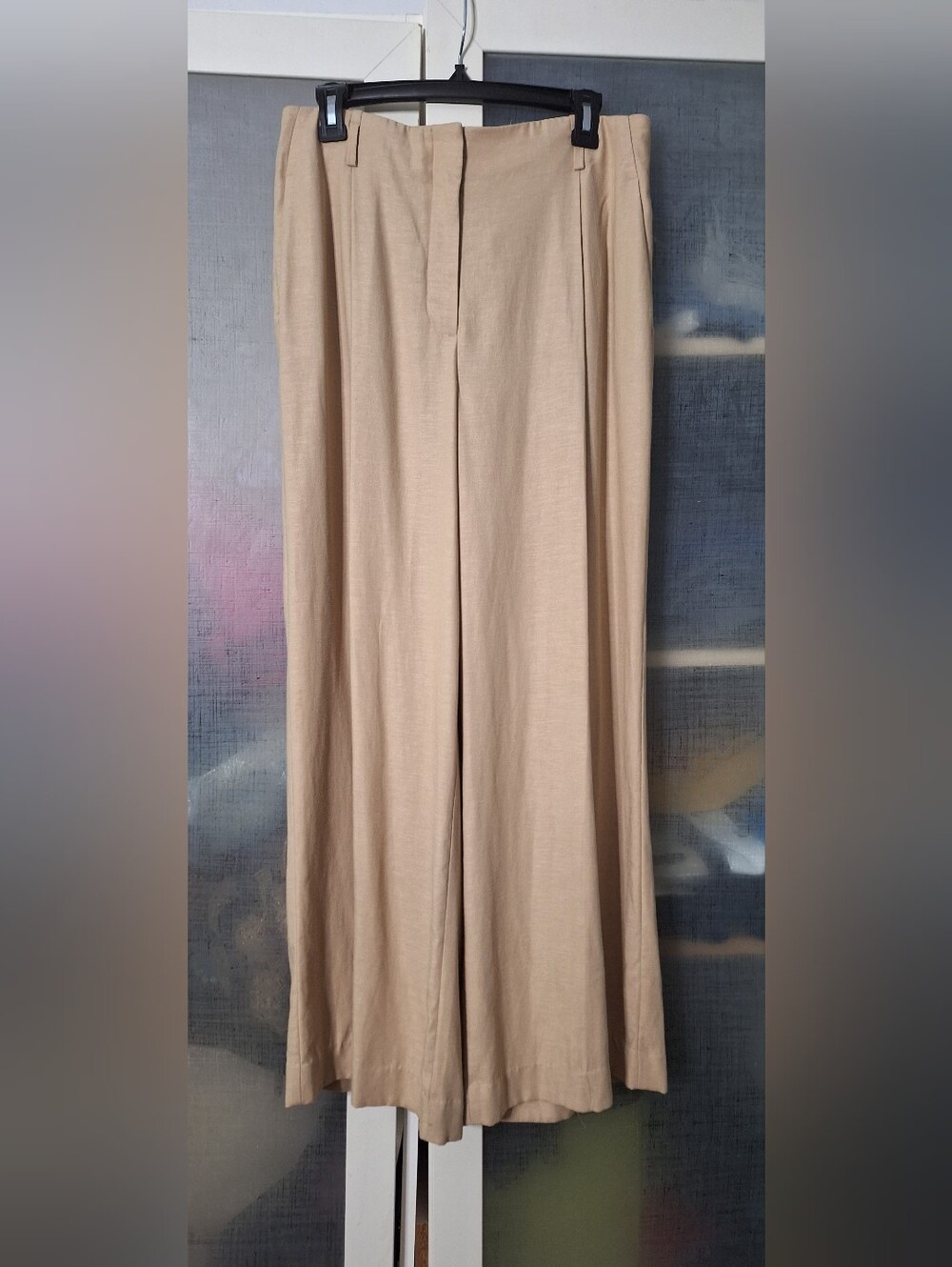 Ann Taylor SZ8 Linen Blend Beige Trousers Wide Leg
